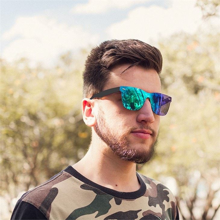 Mirror Frameless Lens One Piece Sunglasses