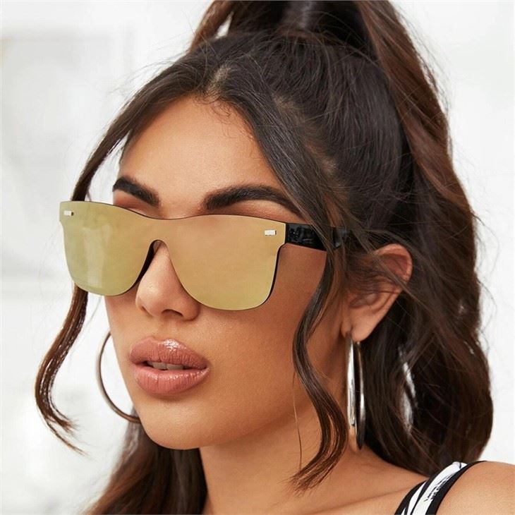 Mirror Frameless Lens One Piece Sunglasses