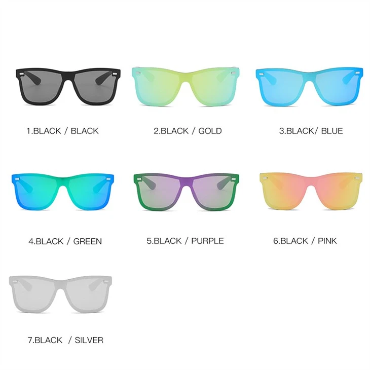 Mirror Frameless Lens One Piece Sunglasses